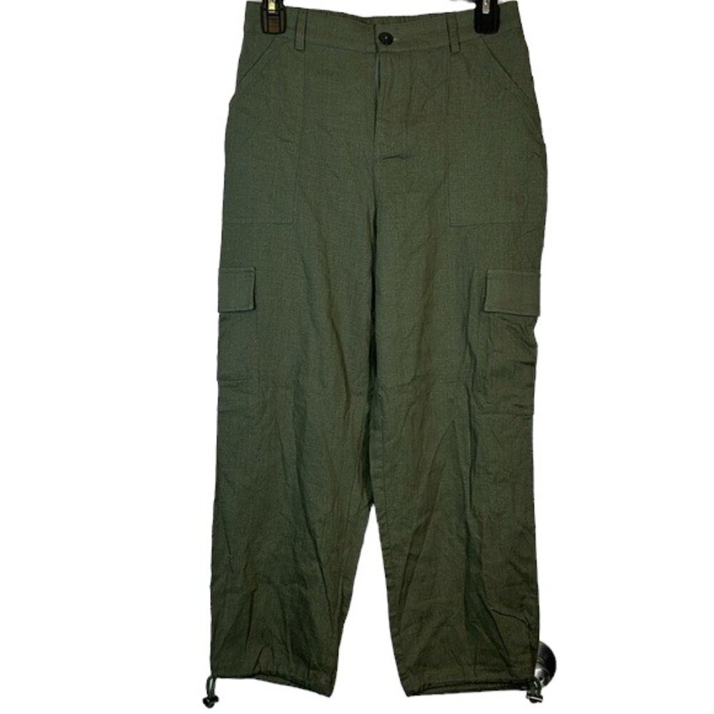APEACH Cargo Linen Blend Olive Green Pants Size Small NWT #0617-OC